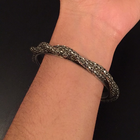 Doubled metallic beads silver bracelet - Picture 3 of 7